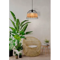 ANWICK CZARNY/ NATURALNY OPRAWA WISZĄCA 1X E27/ 40W IP20 STAL/ RATTAN