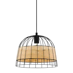 ANWICK CZARNY/ NATURALNY OPRAWA WISZĄCA 1X E27/ 40W IP20 STAL/ RATTAN
