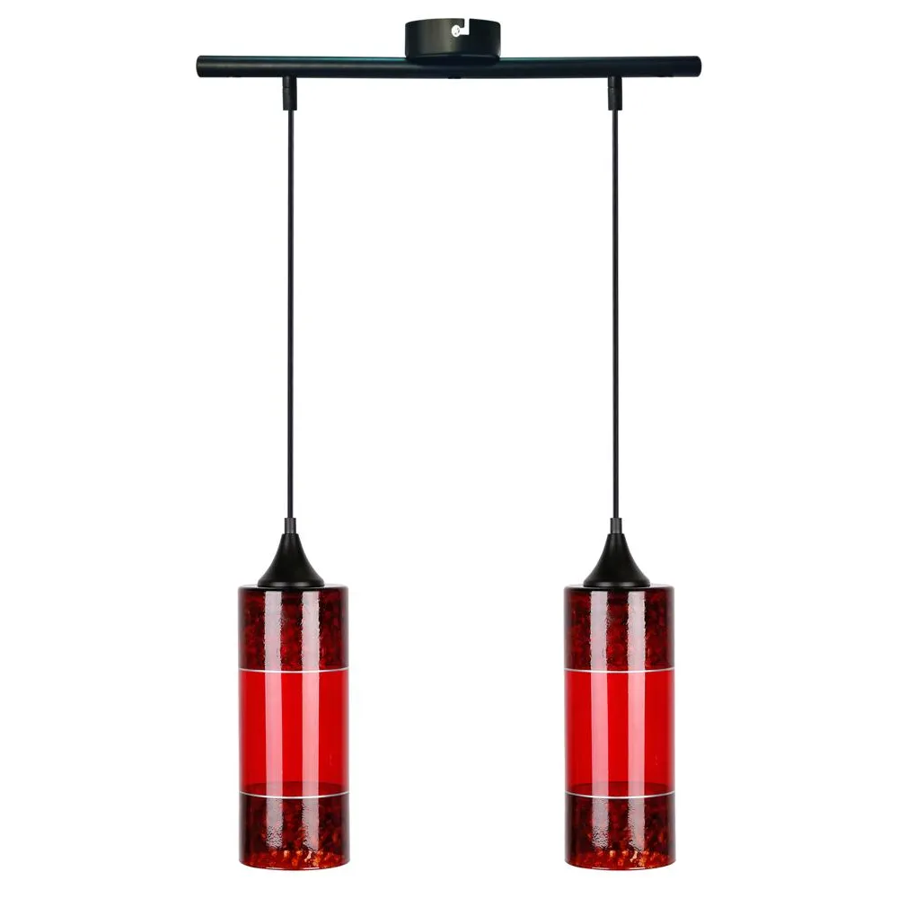 PLAZMA CZERWONY/ CZARNY OPRAWA WISZĄCA 2X E27/60W IP20 METAL/ SZKŁO