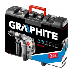 MŁOT UDAROWY SDS+ 1500W  UDAR 3200 MIN-1  OBROTY 750 MIN-1  Z UCHWYTEM ANTYWIBR.  W WALIZCE GRAPHITE