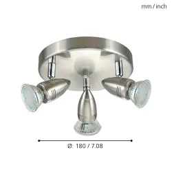 MAGNUM LED NIKIEL MAT/ CHROM OPRAWA SUFITOWA SPOT NT 3X GU10 3/ 2.8W IP20 STAL