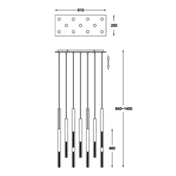 LOYA ZŁOTY/ TRANSPARENTNY OPRAWA WISZĄCA LED 11X 5W WW 3000K 4950LM IP20 METAL