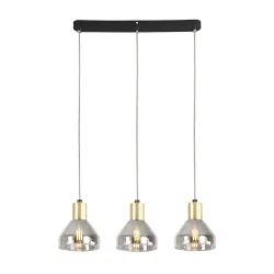 GREGORY CZARNY/ ZŁOTY/ DYMIONY OPRAWA WISZĄCA 3X E14/ 40W IP20 METAL/ SZKŁO