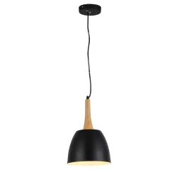 PRATO CZARNY OPRAWA WISZĄCA 1X E27/ 60W IP20 ALUMINIUM/ DREWNO
