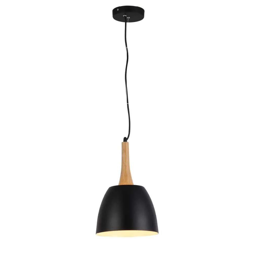 PRATO CZARNY OPRAWA WISZĄCA 1X E27/ 60W IP20 ALUMINIUM/ DREWNO