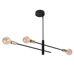 ONYX CZARNY/ ZŁOTY OPRAWA WISZĄCA 3X E27/ 60W IP20 STAL LAKIEROWANA