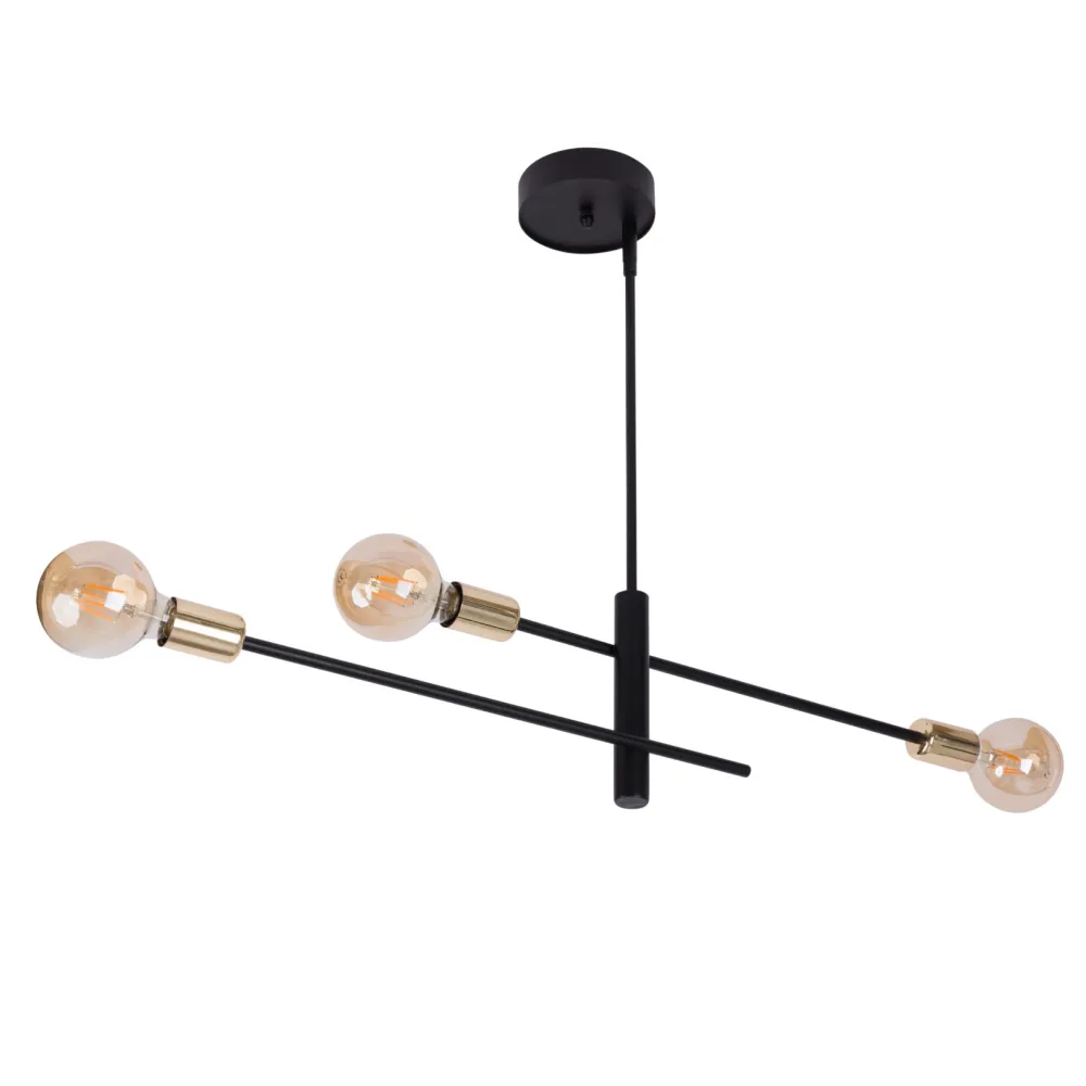 ONYX CZARNY/ ZŁOTY OPRAWA WISZĄCA 3X E27/ 60W IP20 STAL LAKIEROWANA