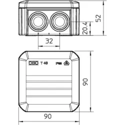 T 40 RW PUSZKA INSTALACYJNA NT 90X90X52 POKRYWA PEŁNA IP55 IK07 BIAŁY T-SERIA
