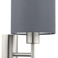 PASTERI NIKIEL SATYNOWY/ SZARY OPRAWA ŚCIENNA KINKIET NT 1X E27/ 60W IP20 STAL/ TKANINA