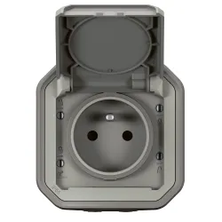 PLEXO NEW - GNIAZDO 2P+Z ZACISKI AUTO KOMPLET NATYNKOWY 16 A - 250 V~ SZARE