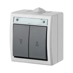 AQUANT 2K SZARY PRZYCISK NT ŻALUZJOWY IP55 2X "STRZAŁKA" ZACISKI ŚRUBOWE 10AX 250V