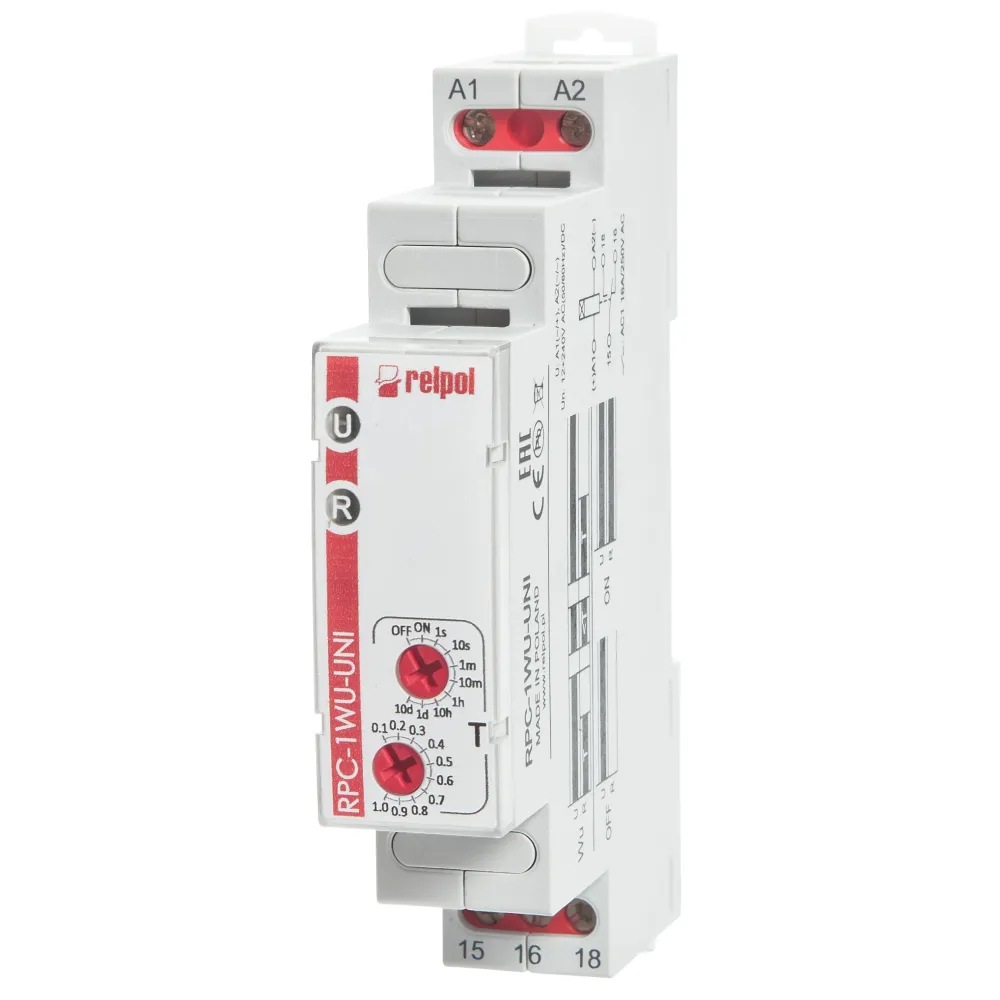 RPC-1E-UNI PRZEKAŹNIK CZASOWY 1-FUNKCYJNY 16A 1P 1M 12-240V AC/DC FUNKCJA E