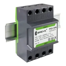 PSS  20N TRANSFORMATOR BEZPIECZEŃSTWA 1F 20VA 230V AC/ 24V AC OBUDOWA TH35 IP20 RDZEŃ KSZTAŁTKOWY EI