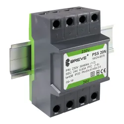 PSS  20N TRANSFORMATOR BEZPIECZEŃSTWA 1F 20VA 230V AC/ 24V AC OBUDOWA TH35 IP20 RDZEŃ KSZTAŁTKOWY EI