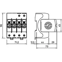 V20-4-280 OGRANICZNIK PRZEPIĘĆ T2 C 4P 4M 20/40KA 1.3KV TNS
