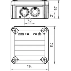 T 60 RW PUSZKA INSTALACYJNA NT 114X114X57 POKRYWA PEŁNA IP66 IK07 BIAŁY T-SERIA