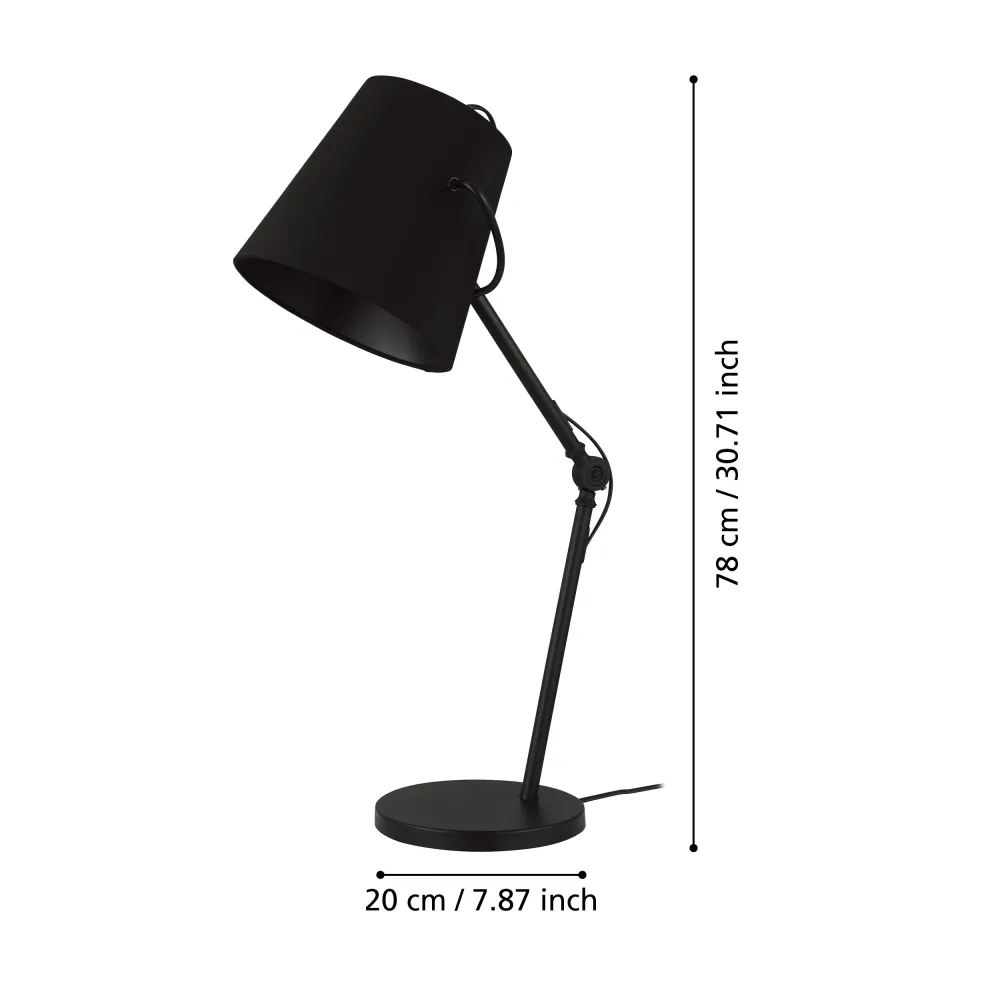 GRANADILLOS CZARNY OPRAWA STOŁOWA 1X E27/ 40W STAL/ TKANINA