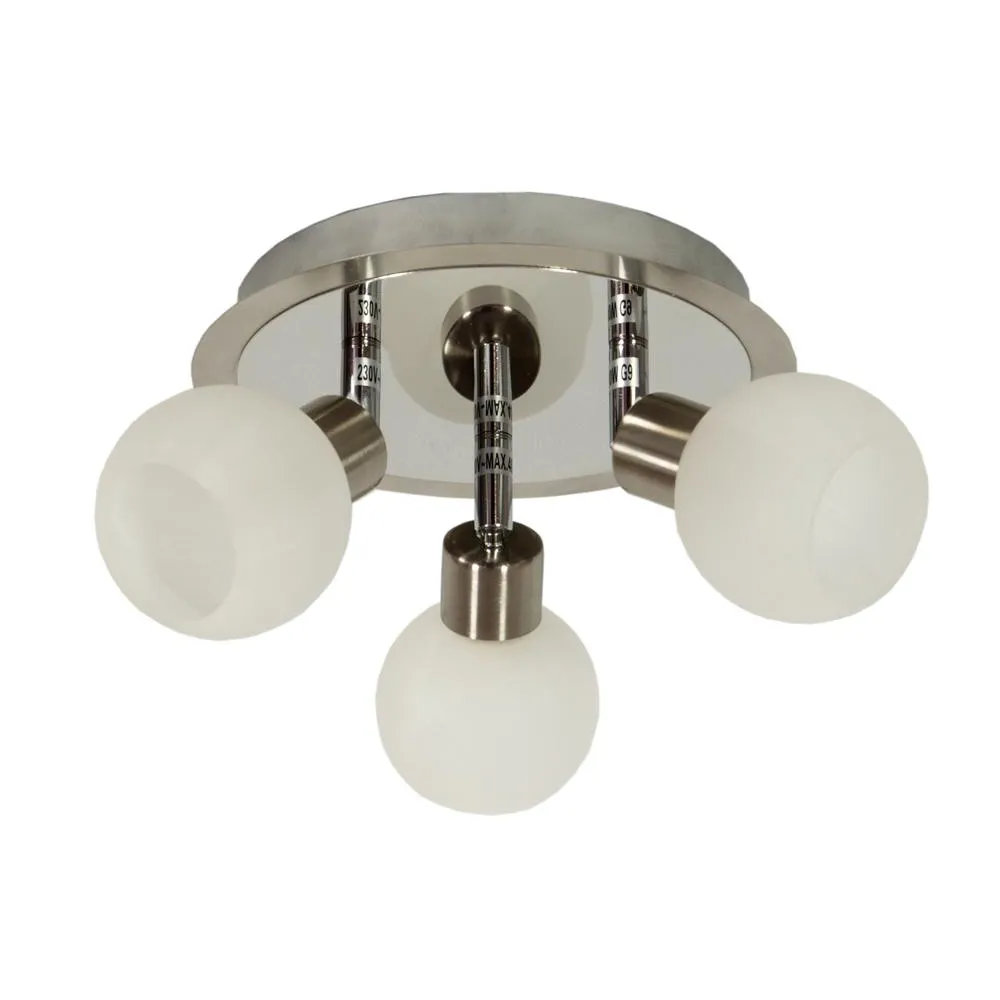 ALABASTER SREBRNY/ BIAŁY OPRAWA SUFITOWA SPOT NT 3X G9/ 40W IP20 METAL/ SZKŁO