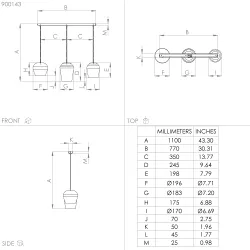 CAMBAITO PIASKOWY OPRAWA WISZĄCA 3X E27/ 40W IP20 STAL