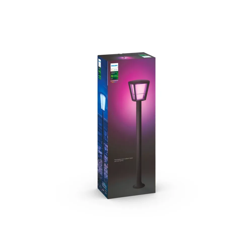 HUE ECONIC CZARNY OPRAWA LATARNIA OGRODOWA LED 15W 2000-6500K 1150LM RGB WCA IP44 ALUMINIUM/ SZKŁO