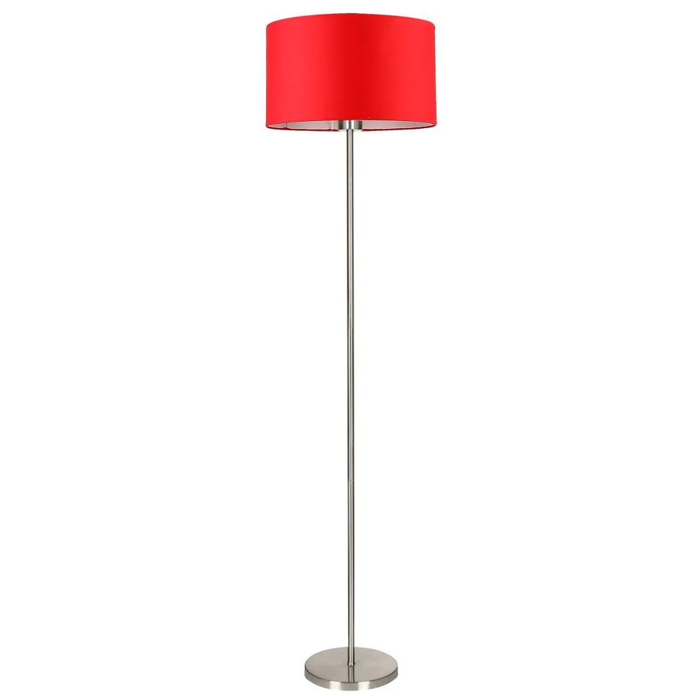 ESTELLA SREBRNY/ CZERWONY OPRAWA PODŁOGOWA 1X E27/ 60W IP20 METAL/ TKANINA