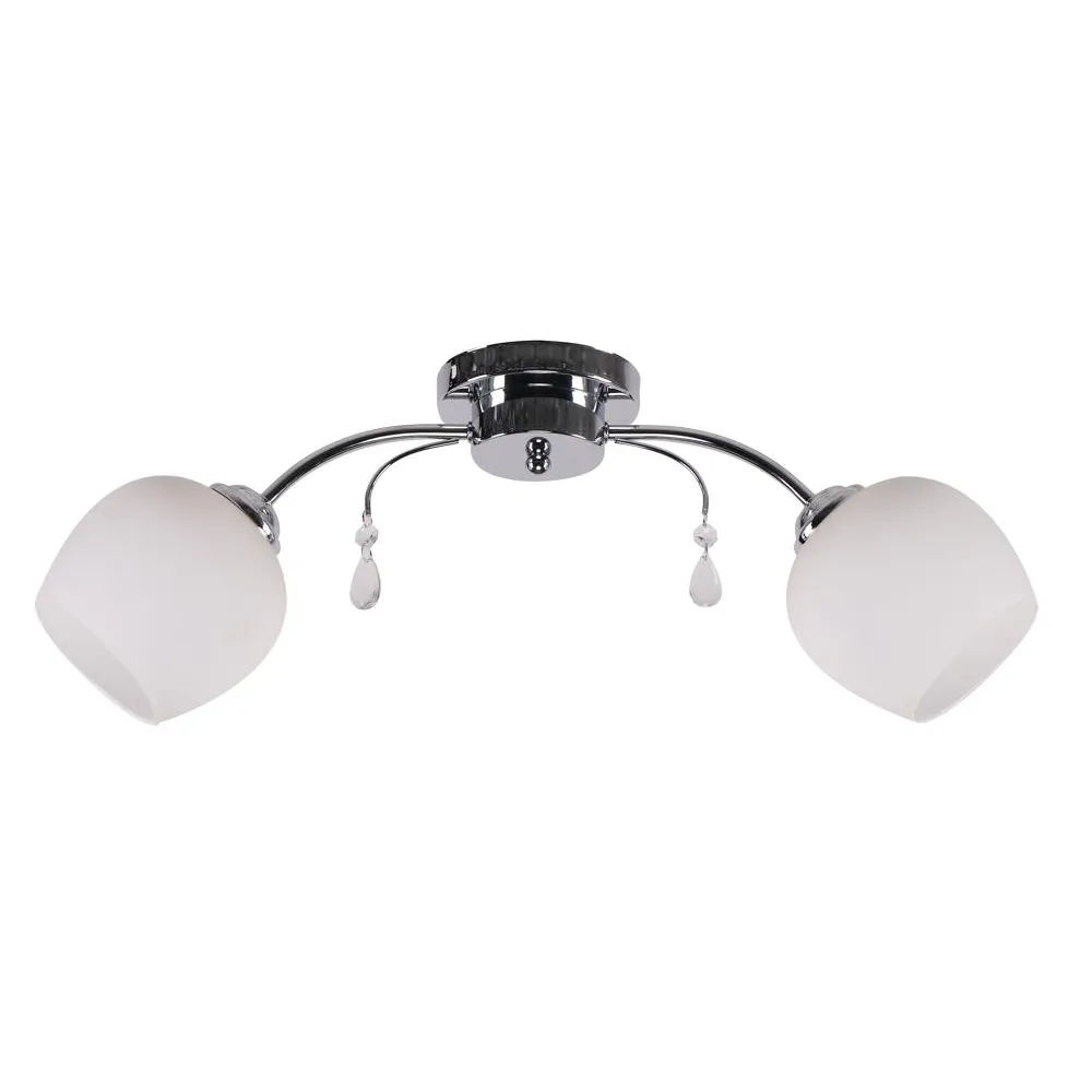 ZACHERA CHROM/ BIAŁY OPRAWA SUFITOWA 2X E27/ 40W IP20 METAL/ SZKŁO