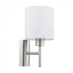 PASTERI NIKIEL SATYNOWY/ BIAŁY OPRAWA ŚCIENNA KINKIET NT 1X E27/ 60W IP20 STAL/ TKANINA