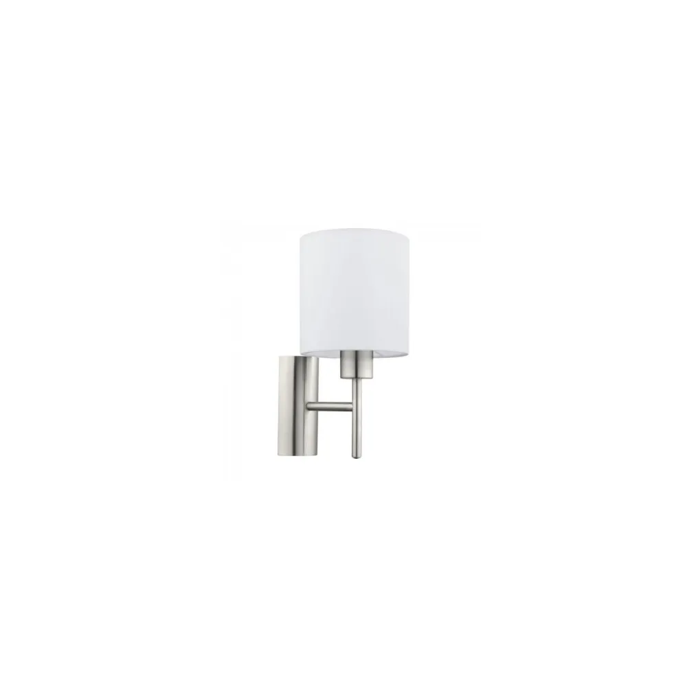 PASTERI NIKIEL SATYNOWY/ BIAŁY OPRAWA ŚCIENNA KINKIET NT 1X E27/ 60W IP20 STAL/ TKANINA