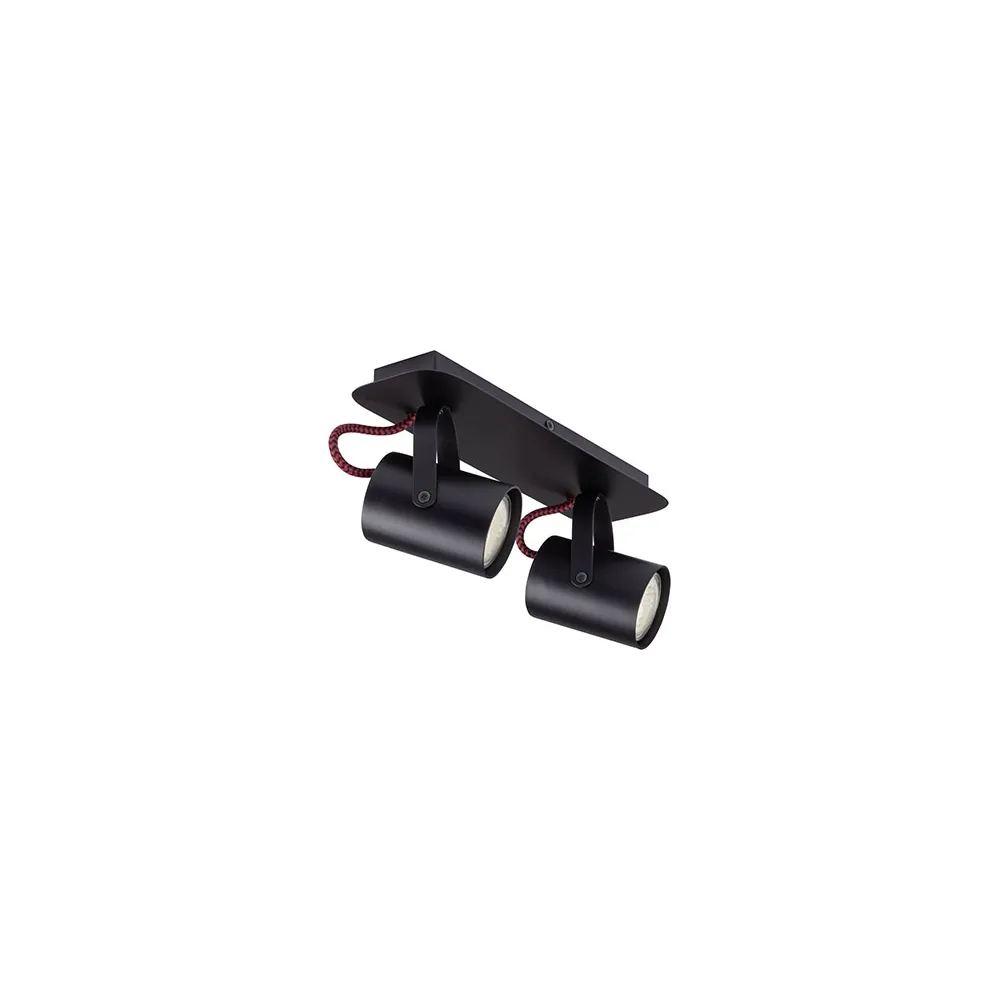 KAMERA CZARNY/ CZERWONY OPRAWA SUFITOWA NT SPOT 2X GU10/ 25W IP20 STAL LAKIEROWANA