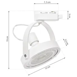 LUGAR BIAŁY OPRAWA SYSTEMOWA SPOT JEDNOOBWODOWA 1X GU10 AR111/ 10W IP20 ALUMINIUM