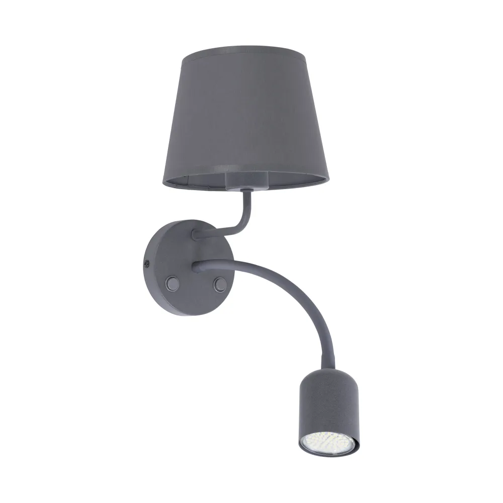 MAJA GRAY GRAFIT OPRAWA ŚCIENNA KINKIET NT 1X E27/ 60W + 1X GU10/ 10W METAL/ TKANINA