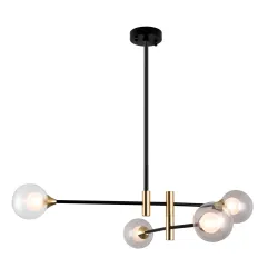 MARINO CZARNY/ MOSIĘŻNY/ PRZEZROCZYSTY OPRAWA WISZĄCA 4X G9/ 25W IP20 STAL/ ALUMINIUM/ SZKŁO
