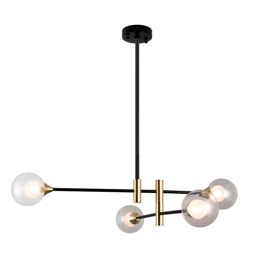 MARINO CZARNY/ MOSIĘŻNY/ PRZEZROCZYSTY OPRAWA WISZĄCA 4X G9/ 25W IP20 STAL/ ALUMINIUM/ SZKŁO