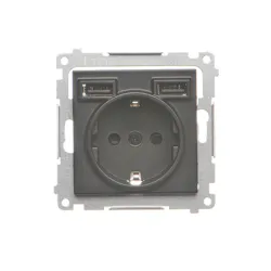 SIMON 55 MODUŁ CZARNY MAT GNIAZDO SCHUKO ZE ZINTEGROWANĄ ŁADOWARKĄ 2X USB 16A 250V