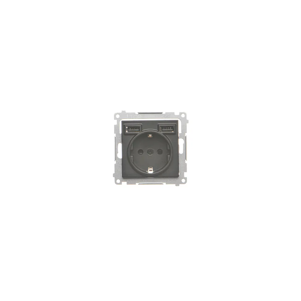 SIMON 55 MODUŁ CZARNY MAT GNIAZDO SCHUKO ZE ZINTEGROWANĄ ŁADOWARKĄ 2X USB 16A 250V