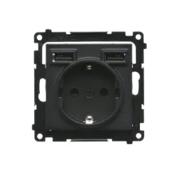 SIMON 55 MODUŁ CZARNY MAT GNIAZDO SCHUKO ZE ZINTEGROWANĄ ŁADOWARKĄ 2X USB 16A 250V