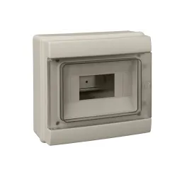 C.14508 ROZDZIELNIA PLASTIKOWA NT 8M 1X 8M N+PE IP65 215X200X105 DRZWI TRANSPARENTNE SZARY