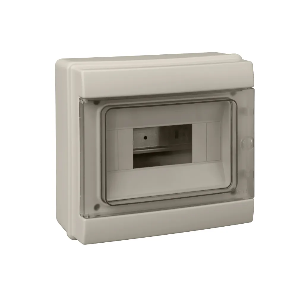 C.14508 ROZDZIELNIA PLASTIKOWA NT 8M 1X 8M N+PE IP65 215X200X105 DRZWI TRANSPARENTNE SZARY