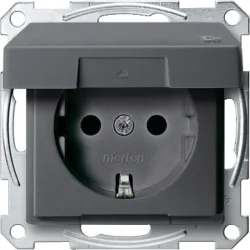 Schneider Electric Gniazdo wtykowe SCHUKO z klapką, IP44, z przesłoną, śrub., antracyt, Sys M, MTN2414-0414