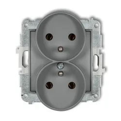MINI MODUŁ SZARY MAT GNIAZDO 2X Z/U ZACISKI ŚRUBOWE 16A 250V