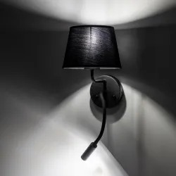 MAJA CZARNY OPRAWA ŚCIENNA OPRAWA ŚCIENNA KINKIET 2 E27 LED/ 15W+G9 LED/ 8W METAL TWORZYWO TKANINA