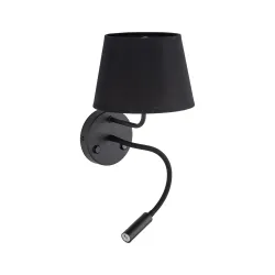MAJA CZARNY OPRAWA ŚCIENNA OPRAWA ŚCIENNA KINKIET 2 E27 LED/ 15W+G9 LED/ 8W METAL TWORZYWO TKANINA