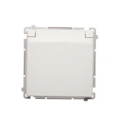 SIMON BASIC MODUŁ BIAŁY GNIAZDO 1X Z/U Z KLAPKĄ IP44 ZACISKI ŚRUBOWE 16A 250V