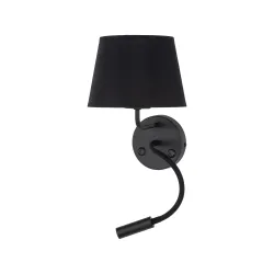 MAJA CZARNY OPRAWA ŚCIENNA OPRAWA ŚCIENNA KINKIET 2 E27 LED/ 15W+G9 LED/ 8W METAL TWORZYWO TKANINA