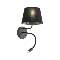 MAJA CZARNY OPRAWA ŚCIENNA OPRAWA ŚCIENNA KINKIET 2 E27 LED/ 15W+G9 LED/ 8W METAL TWORZYWO TKANINA