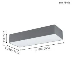 POSADERRA BIAŁY/ SZARY OPRAWA SUFITOWA PLAFON NT 3X E27/ 28W STAL/ TKANINA/ TWORZYWO
