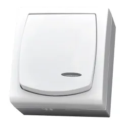 MADERA BIAŁY ŁĄCZNIK NT 1-BIEGUNOWY PODŚWIETLANY IP44 ZACISKI ŚRUBOWE 10AX 250V