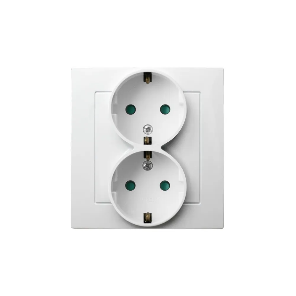 AS BIAŁY GNIAZDO 2X SCHUKO Z PRZESŁONAMI ZACISKI ŚRUBOWE 16A 250V
