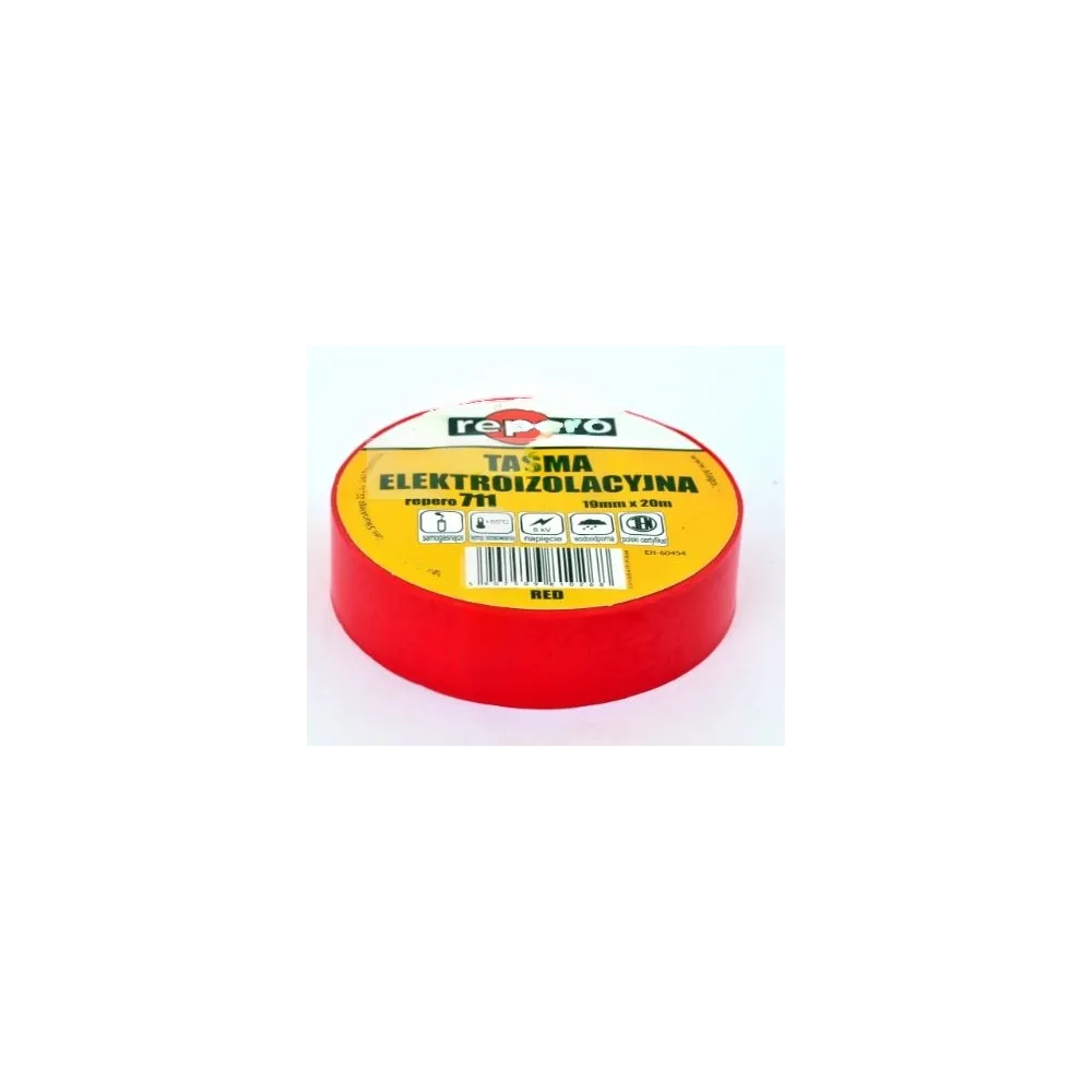 REPERO 711 19X20 TAŚMA IZOLACYJNA 19MM 20M PVC CZERWONY
