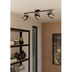 BERREGAS CZARNY/ CHROM/ TRANSPARENTNY OPRAWA SUFITOWA SPOT NT 3X E27/ 40W IP20 STAL/ SZKŁO NAPOWIETR